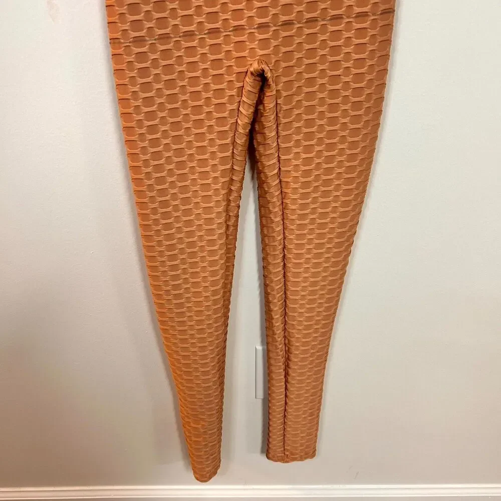 Roma Concept Jumpsuit Womens Large Nude Geometric Textured Scoop Neck Yoga NWT - Picture 6 of 13
